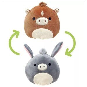 Squishmallows 12” Flip-a-Mallows JASON Grey Donkey & PHILLIP Brown Horse Farm